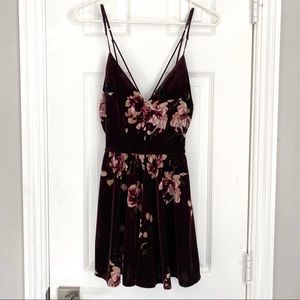 velvet floral romper